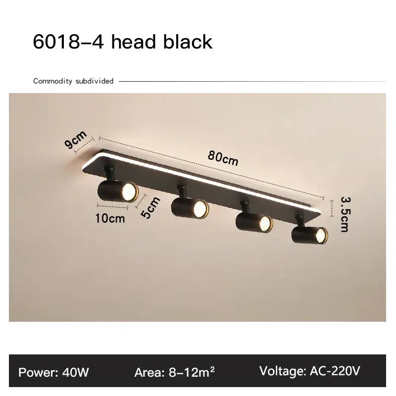Modern black metal led ceiling lamp – living room track lighting