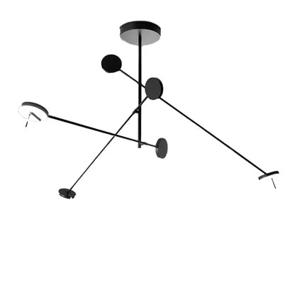 Modern black metal led chandelier living room spherical light