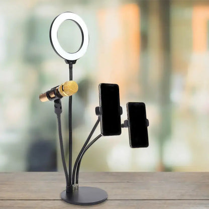 Modern black metal led circle mirror with flash lighting bedroom stand