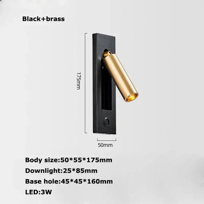 Modern black metal led wall lamp bedroom reading light with usb port