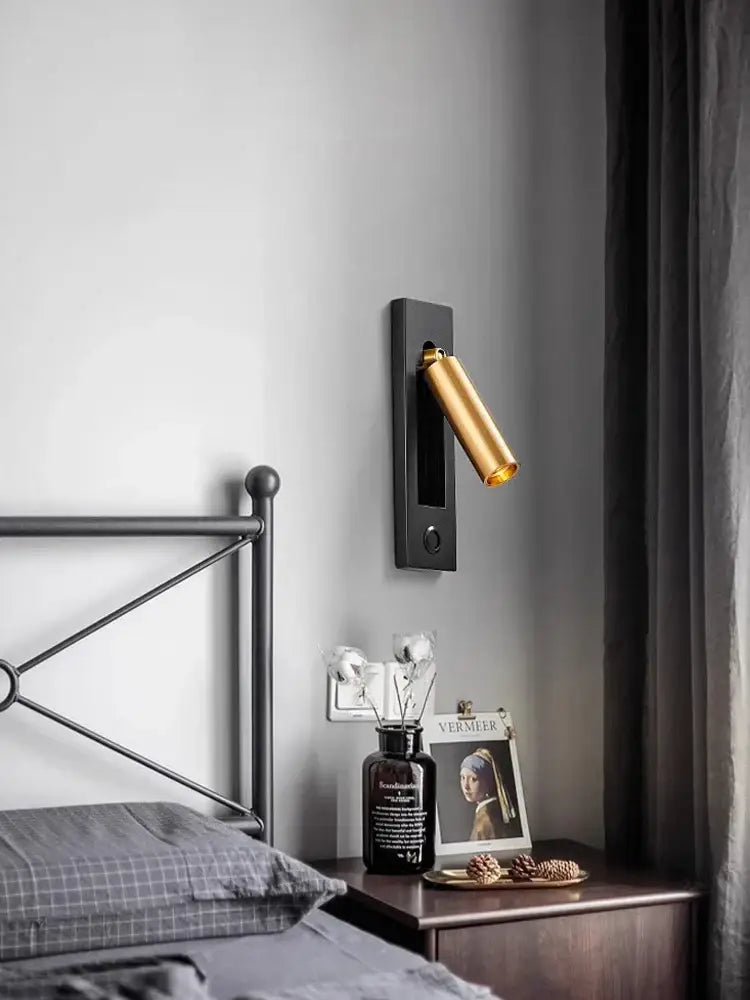 Modern black metal led wall lamp bedroom reading light with usb port