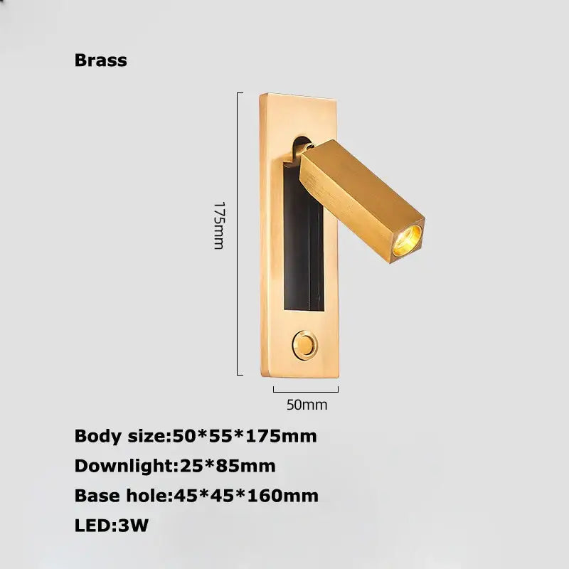 Modern black metal led wall lamp bedroom reading light with usb port