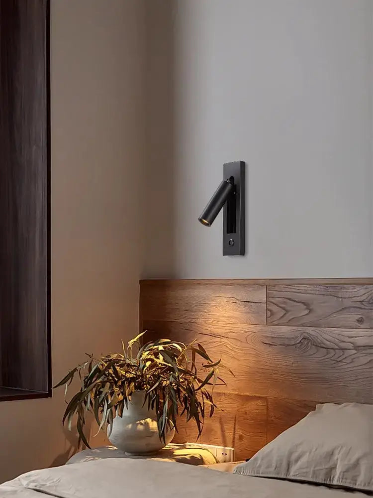 Modern black metal led wall lamp bedroom reading light with usb port