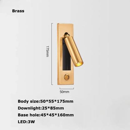 Modern black metal led wall lamp bedroom reading light with usb port