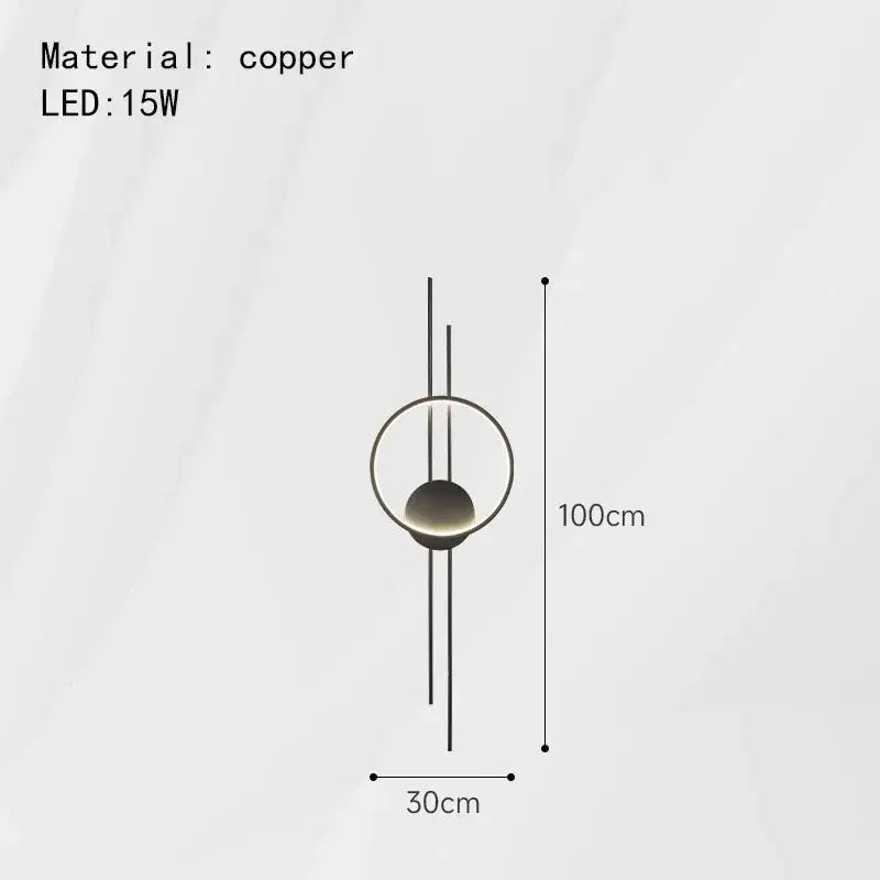 Modern black metal led wall lights bedroom circular ring sconce