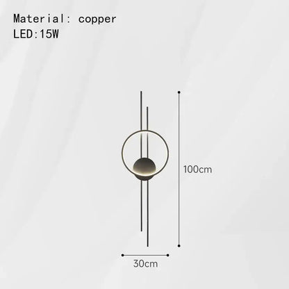 Modern black metal led wall lights bedroom circular ring sconce