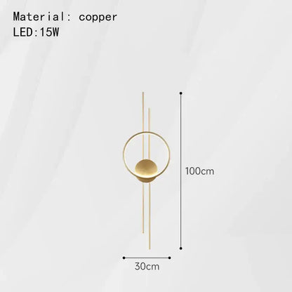 Modern black metal led wall lights bedroom circular ring sconce