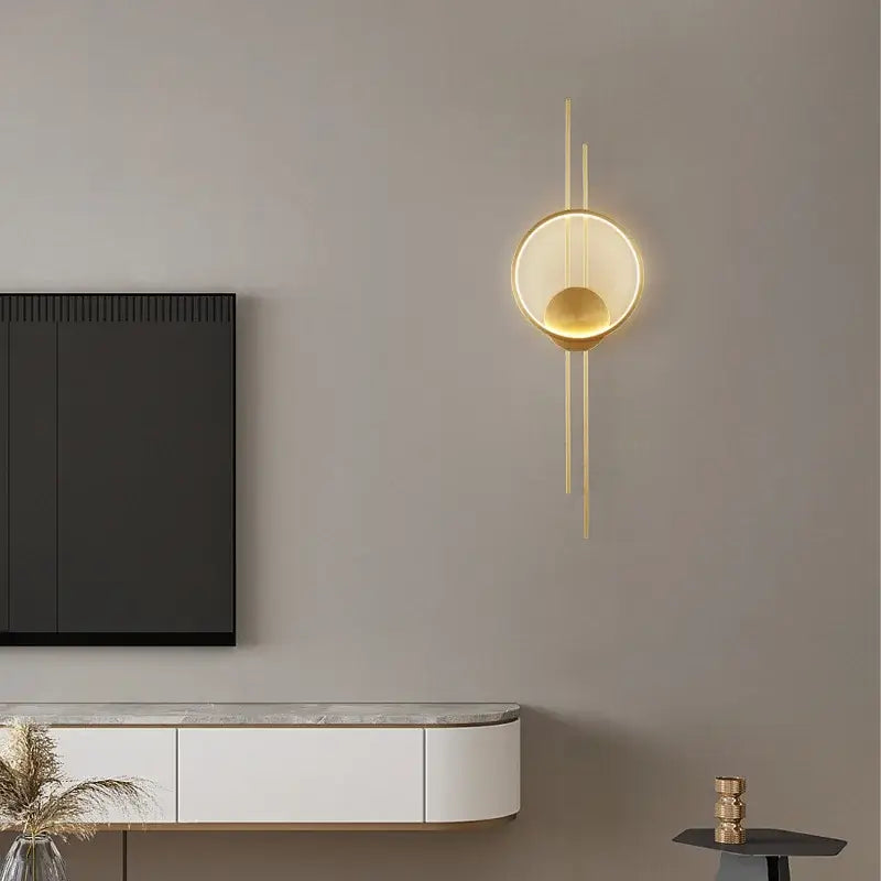 Modern black metal led wall lights bedroom circular ring sconce