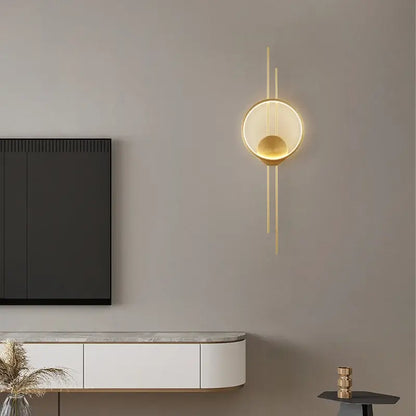 Modern black metal led wall lights bedroom circular ring sconce