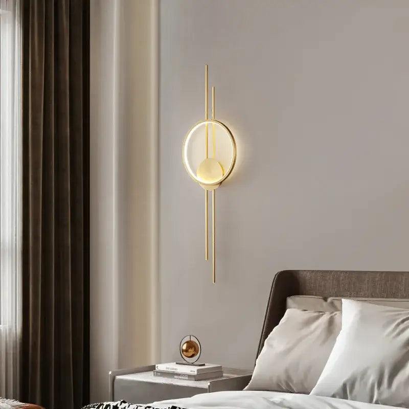 Modern black metal led wall lights bedroom circular ring sconce