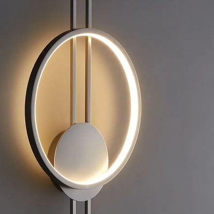 Modern black metal led wall lights bedroom circular ring sconce