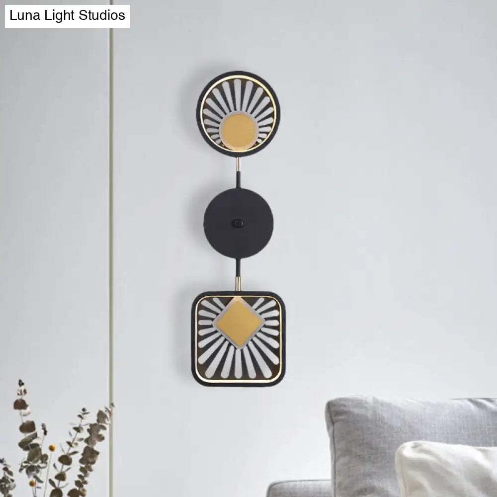 DecorBites™ Modern Black Metal LED Wall Sconce for Living Room - Contemporary Sector Design