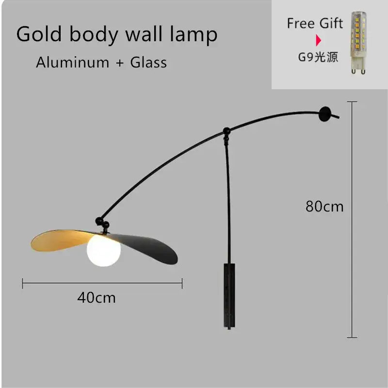 Modern black metal long arm floor lamp living room leaf shade