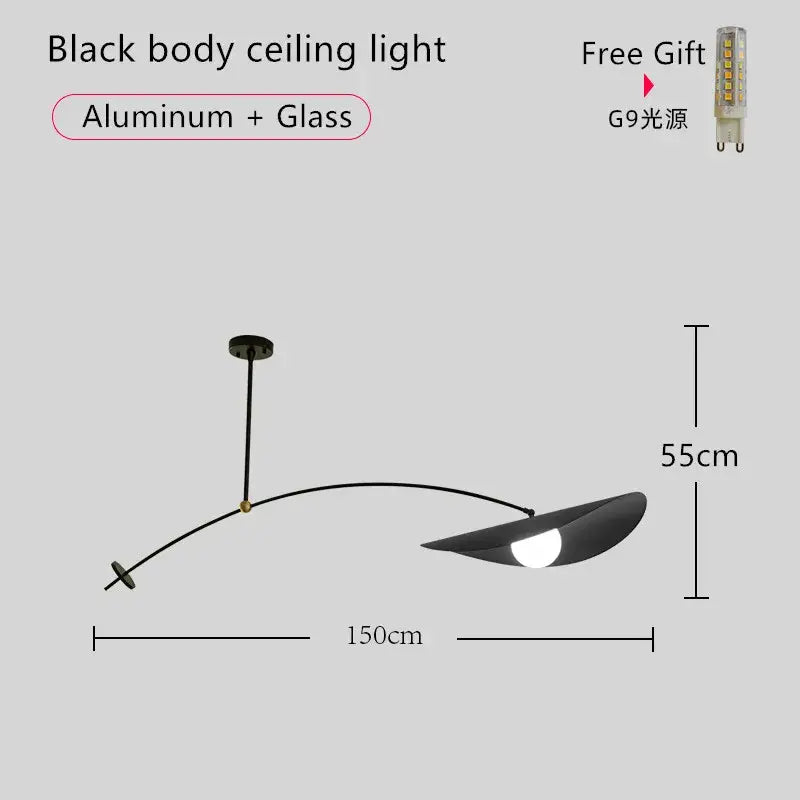 Modern black metal long arm floor lamp living room leaf shade