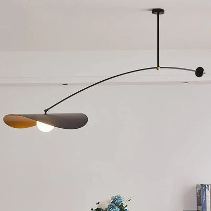 Modern black metal long arm floor lamp living room leaf shade
