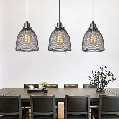 Modern black metal mesh pendant light chandelier for dining room