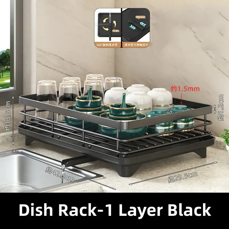 Modern black metal multi tier kitchen counter organizer rack
