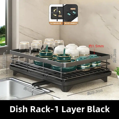 Modern black metal multi tier kitchen counter organizer rack