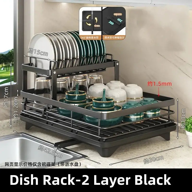 Modern black metal multi tier kitchen counter organizer rack