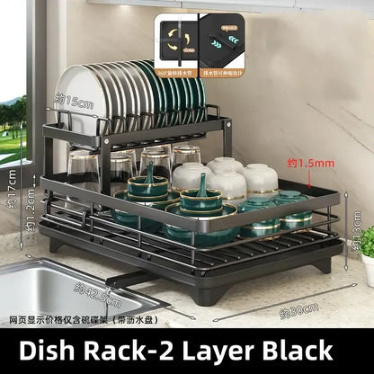 Modern black metal multi tier kitchen counter organizer rack