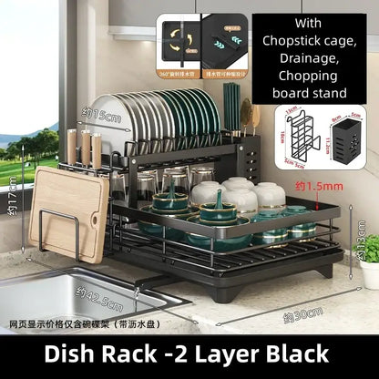 Modern black metal multi tier kitchen counter organizer rack