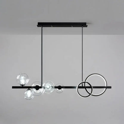 Modern black metal pendant light fixture dining room glass spheres