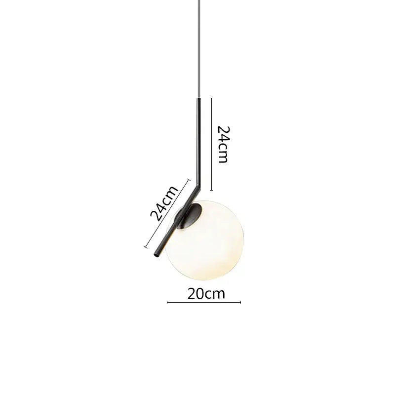 Modern black metal ring pendant light dining room glass globe shade
