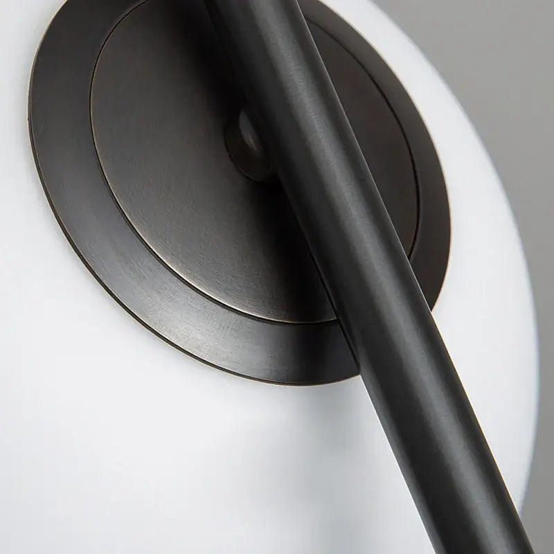 Modern black metal ring pendant light dining room glass globe shade