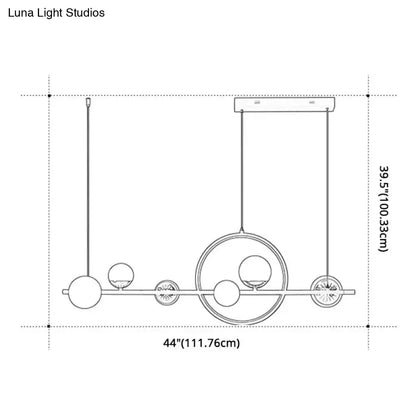 Modern black metal spherical glass pendant light dining room