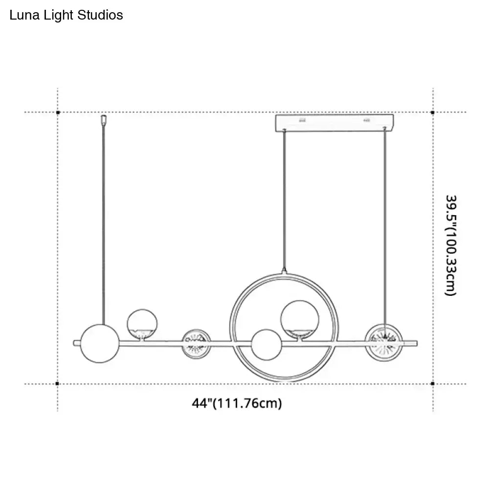 Modern black metal spherical glass pendant light dining room