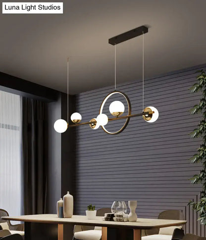Modern black metal spherical glass pendant light dining room
