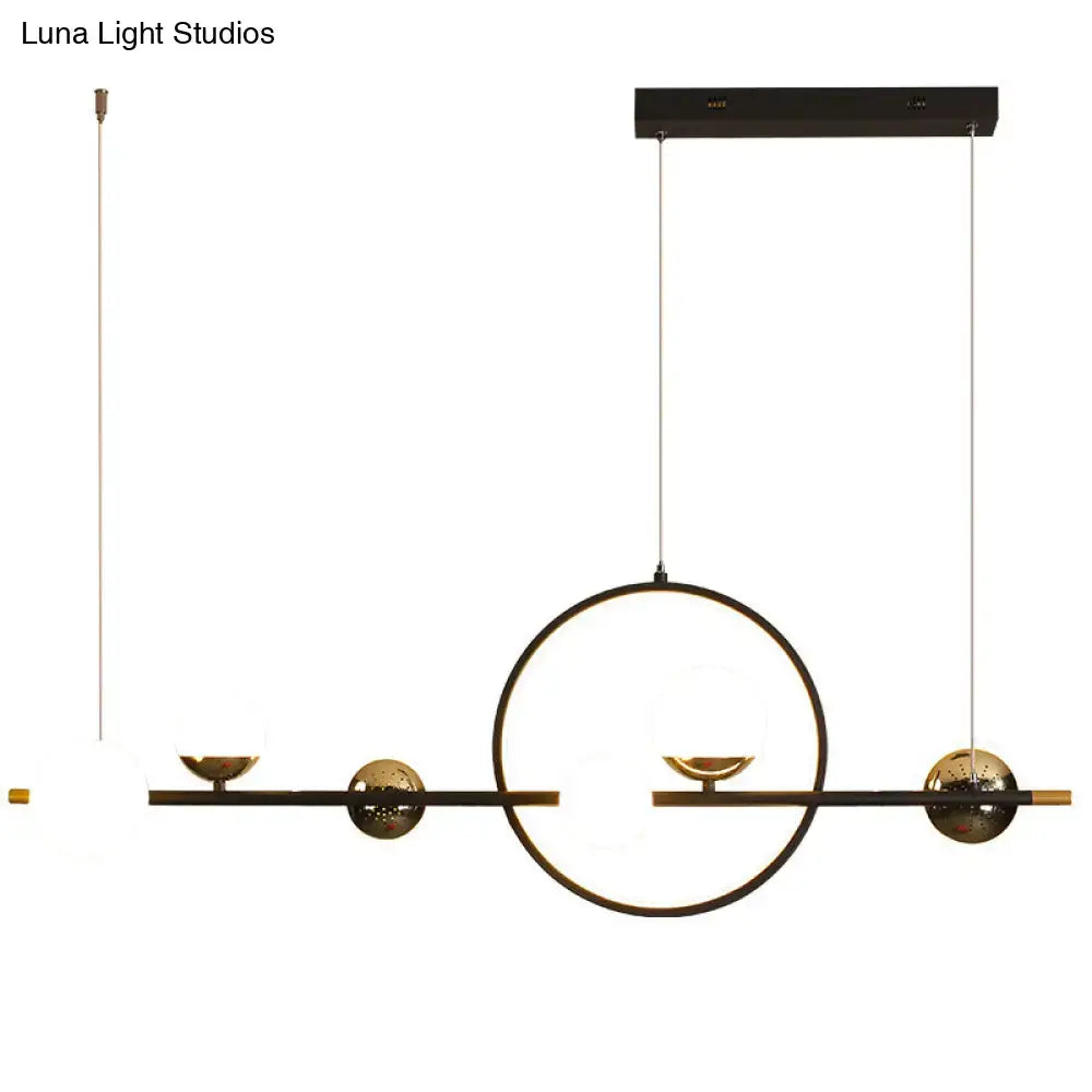 Modern black metal spherical glass pendant light dining room