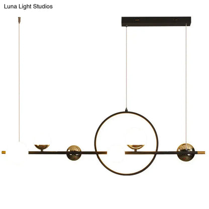 Modern black metal spherical glass pendant light dining room