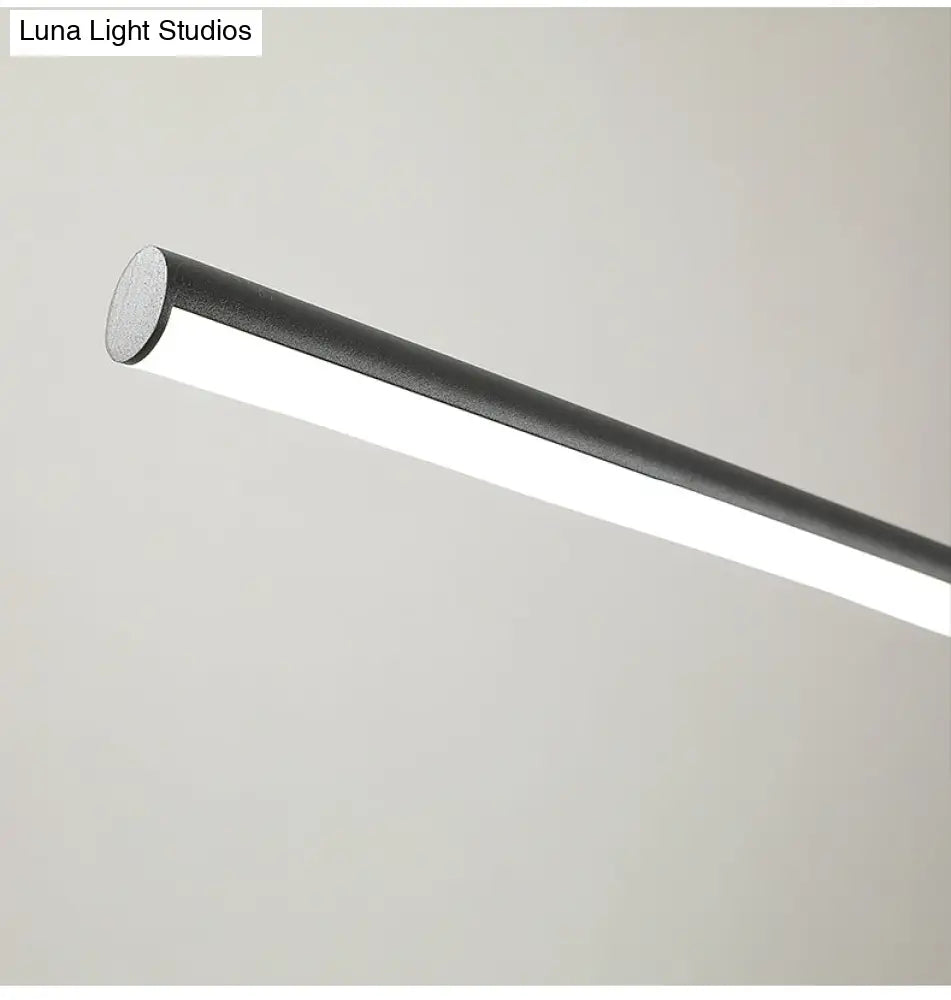 DecorBites™ Modern Black Metal Stick and Ring LED Pendant Lamp for Dining Room Island