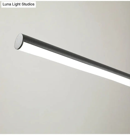 DecorBites™ Modern Black Metal Stick and Ring LED Pendant Lamp for Dining Room Island