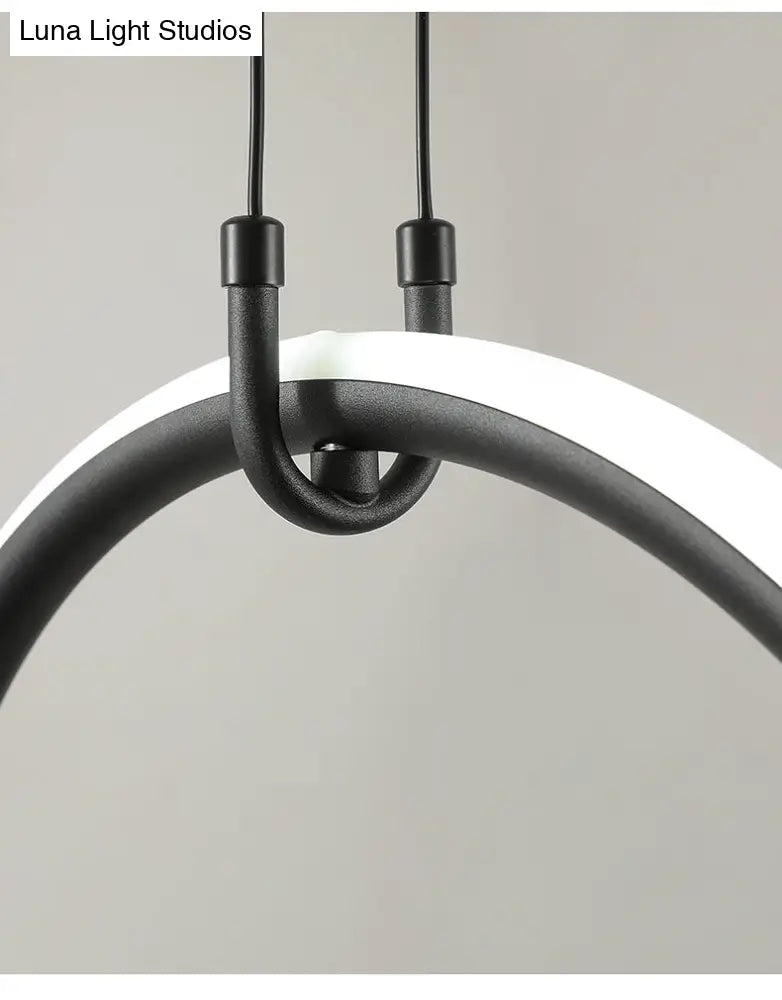 DecorBites™ Modern Black Metal Stick and Ring LED Pendant Lamp for Dining Room Island
