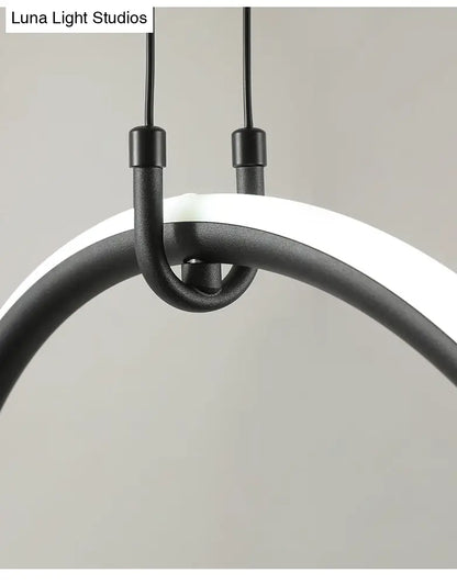 DecorBites™ Modern Black Metal Stick and Ring LED Pendant Lamp for Dining Room Island