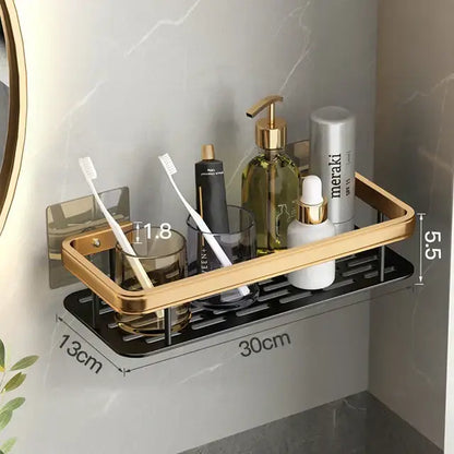 Modern black metal tiered bathroom corner shelves storage rack