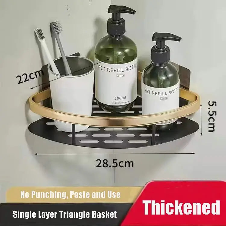 Modern black metal tiered bathroom corner shelves storage rack