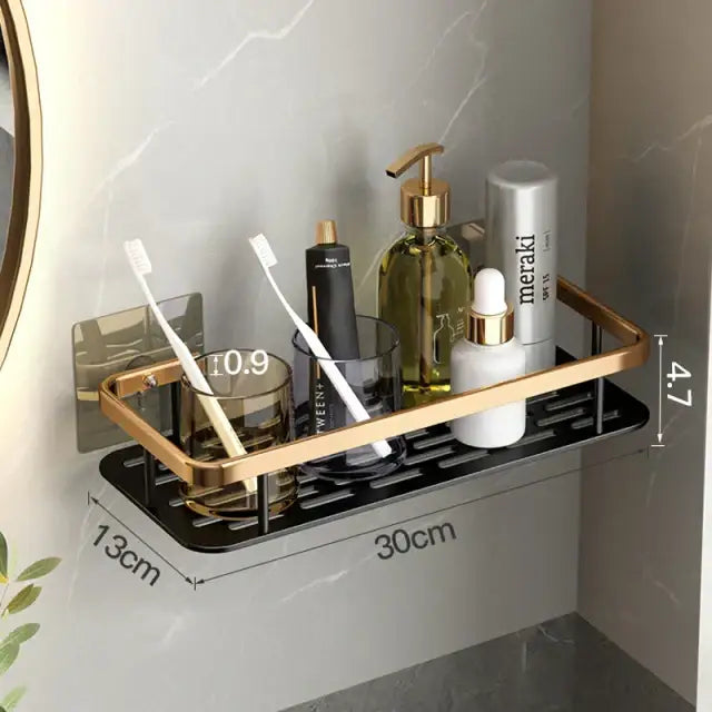 Modern black metal tiered bathroom corner shelves storage rack