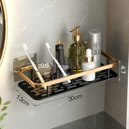 Modern black metal tiered bathroom corner shelves storage rack