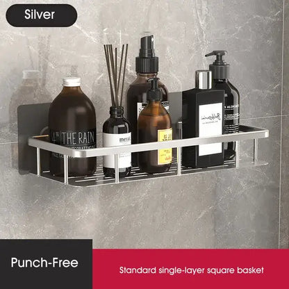 Modern black metal tiered bathroom corner shelves storage rack