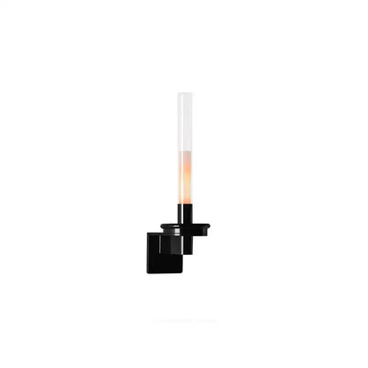 Modern black metal wall light with clear glass shade for bedroom