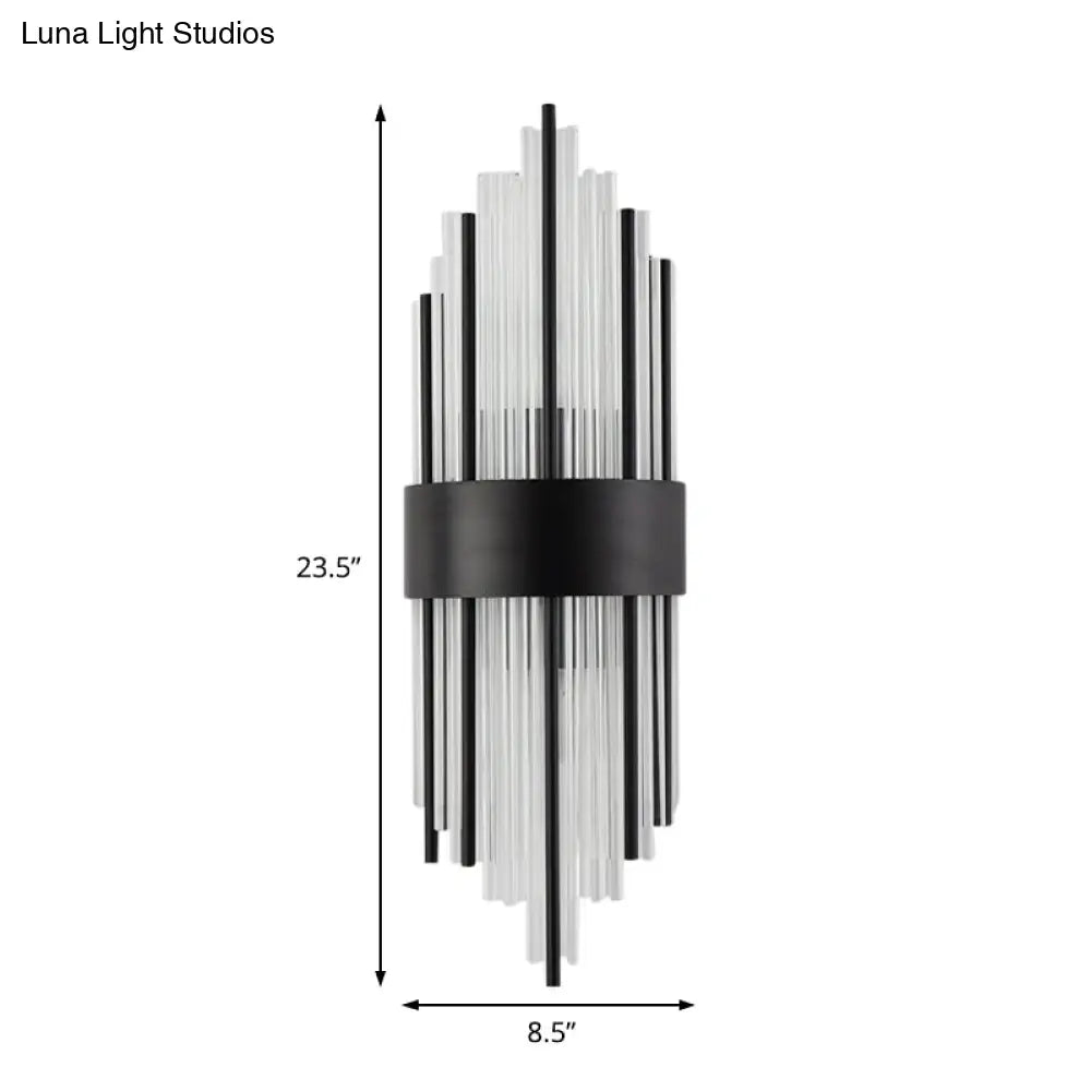 DecorBites™ Modern Black Metal Wall Light with Prism Crystal for Living Room