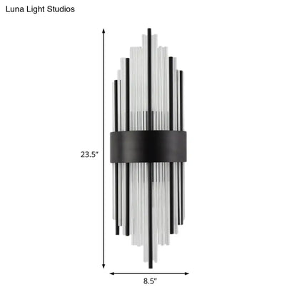 DecorBites™ Modern Black Metal Wall Light with Prism Crystal for Living Room