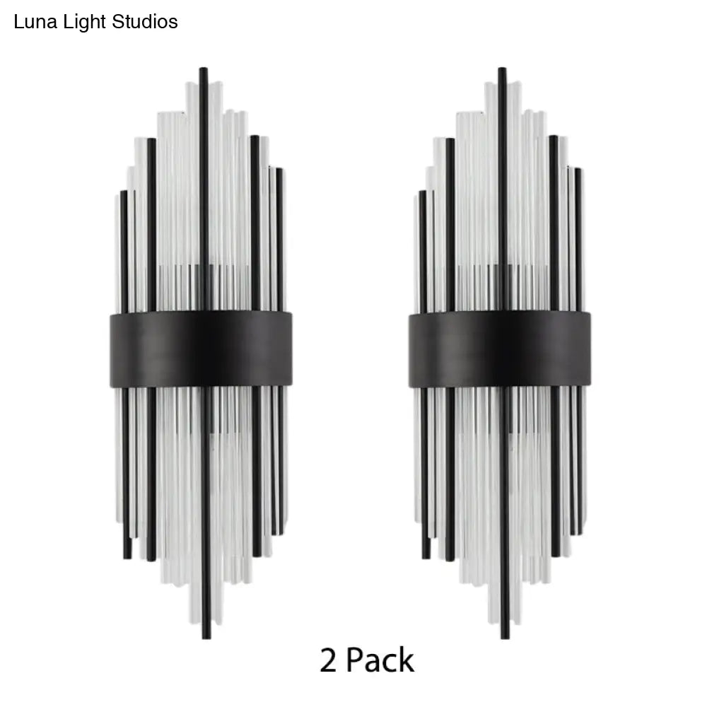 DecorBites™ Modern Black Metal Wall Light with Prism Crystal for Living Room