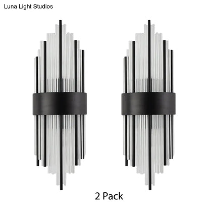 DecorBites™ Modern Black Metal Wall Light with Prism Crystal for Living Room