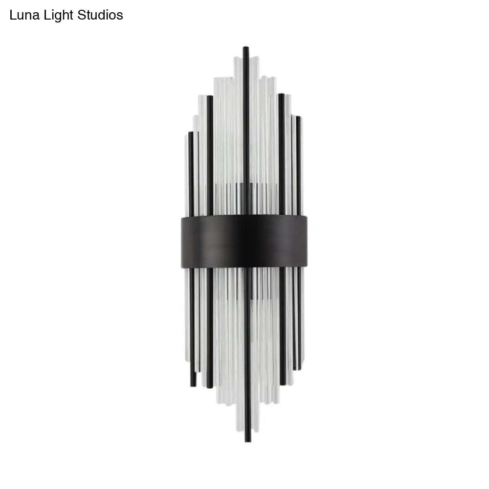 DecorBites™ Modern Black Metal Wall Light with Prism Crystal for Living Room
