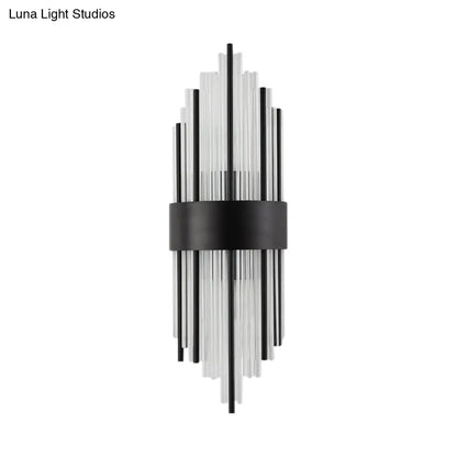 DecorBites™ Modern Black Metal Wall Light with Prism Crystal for Living Room