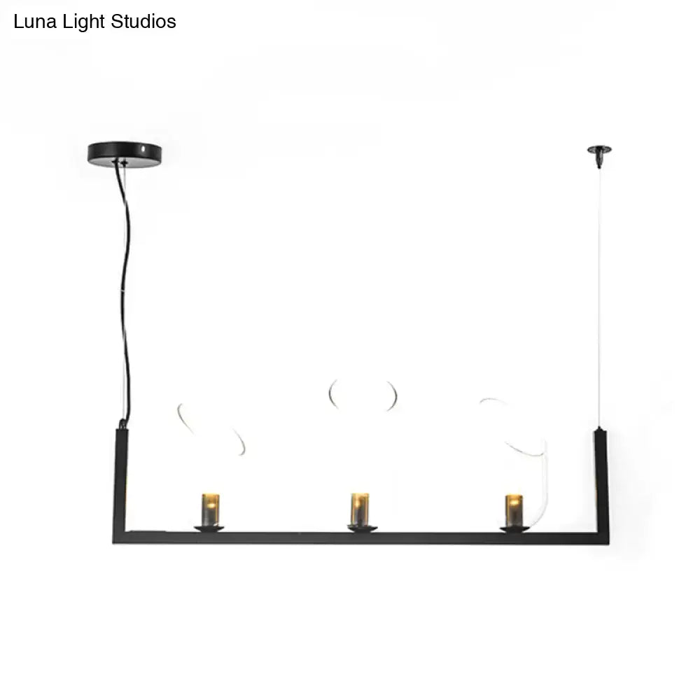 Modern black metallic linear chandelier – dining room glass pendant